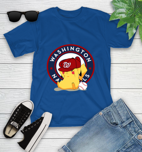 MLB Pikachu Baseball Sports Washington Nationals Youth T-Shirt 9
