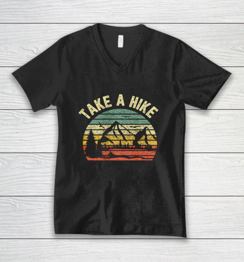 Take A Hike Shirt Retro Hiker Outdoors Camping Nature Hiking V-Neck T-Shirt