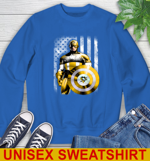 Pittsburgh Penguins NHL Hockey Captain America Marvel Avengers American Flag Shirt Sweatshirt 11