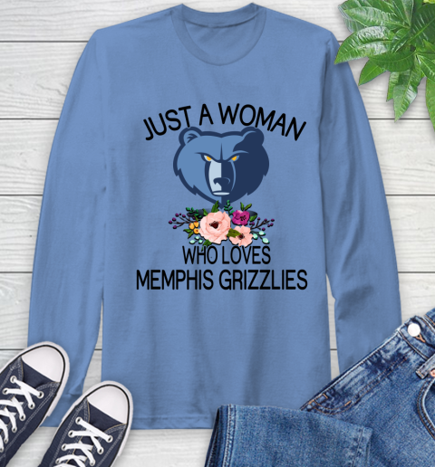 NBA Just A Woman Who Loves Memphis Grizzlies Basketball Sports Long Sleeve T-Shirt 10