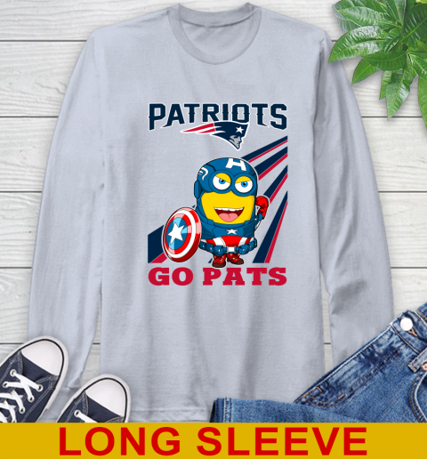 NFL Football New England Patriots Captain America Marvel Avengers Minion Shirt Long Sleeve T-Shirt 6