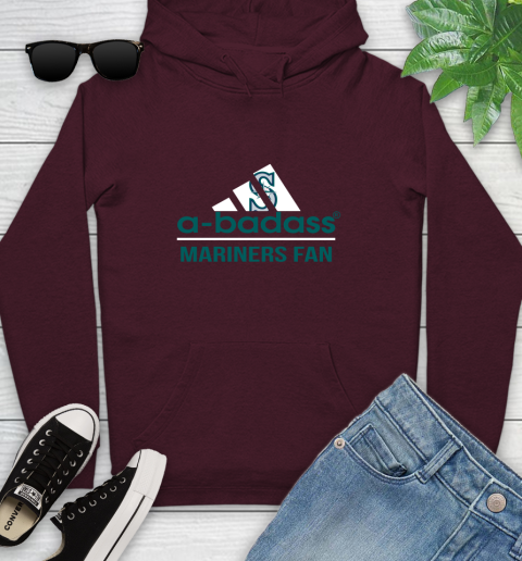 MLB A Badass Seattle Mariners Fan Adidas Baseball Sports Youth Hoodie 7