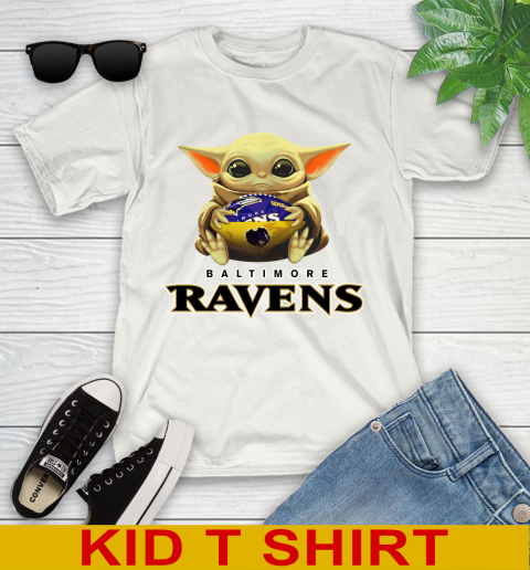NFL Football Baltimore Ravens Baby Yoda Star Wars Shirt Youth T-Shirt