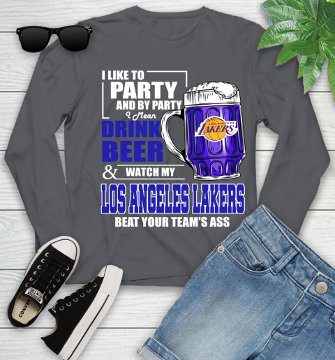 NBA Drink Beer and Watch My Los Angeles Lakers Beat Your Team's Ass Basketball Youth Long Sleeve 9