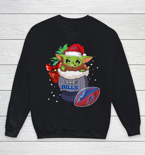 Buffalo Bills Christmas Baby Yoda Star Wars Funny Happy NFL Youth Sweatshirt