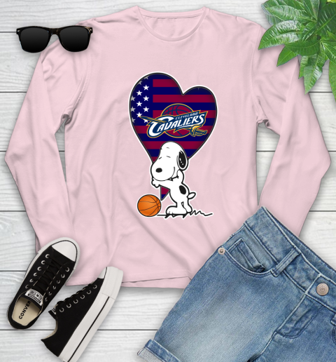 Cleveland Cavaliers NBA Basketball The Peanuts Movie Adorable Snoopy Youth Long Sleeve 10