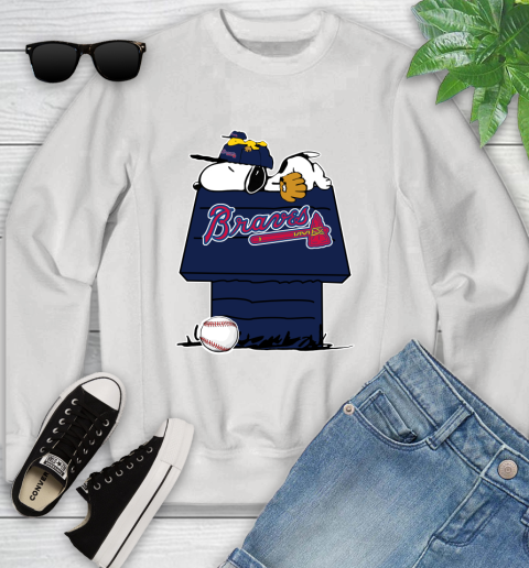 MLB Atlanta Braves Snoopy Woodstock The Peanuts Movie Baseball T Shirt Youth Sweatshirt