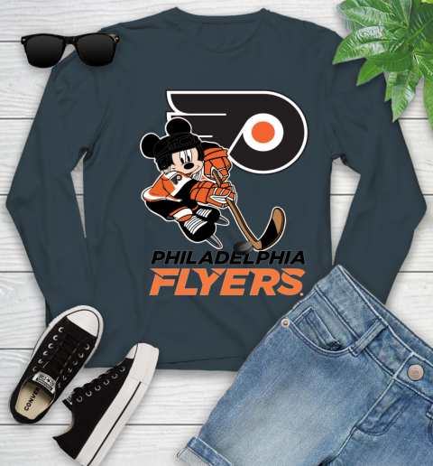 NHL Philadelphia Flyers Mickey Mouse Disney Hockey T Shirt Youth Long Sleeve 8
