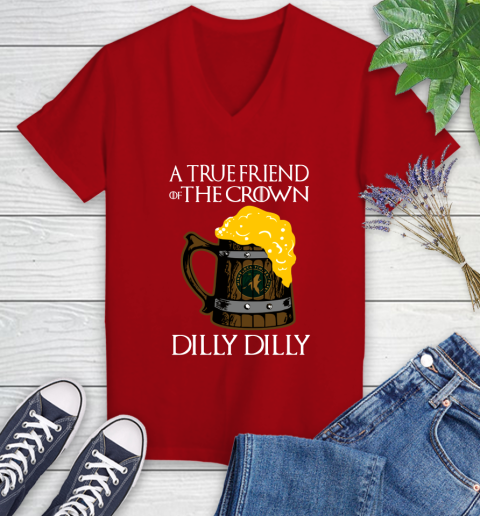 NBA Minnesota Timberwolves A True Friend Of The Crown Game Of Thrones Beer Dilly Dilly Basketball_000 Women's V-Neck T-Shirt 11