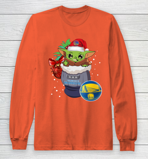 Golden State Warriors Christmas Baby Yoda Star Wars Funny Happy NBA Long Sleeve T-Shirt 5
