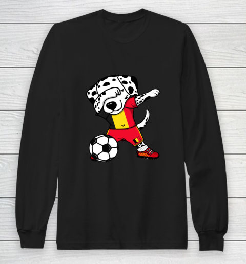 Dabbing Dalmatian Belgium Soccer Fan Jersey Belgian Football Long Sleeve T-Shirt