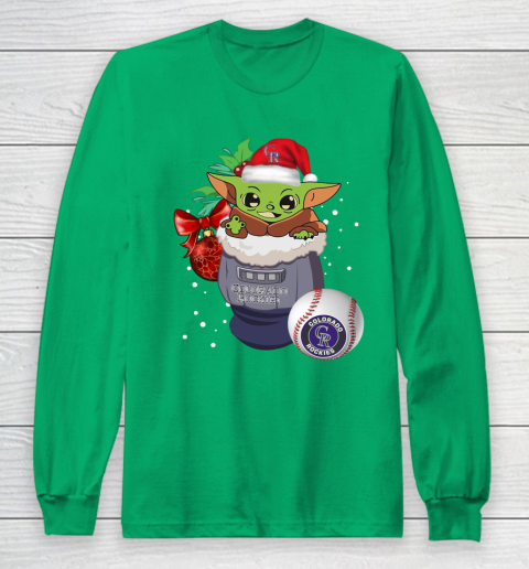 Colorado Rockies Christmas Baby Yoda Star Wars Funny Happy MLB Long Sleeve T-Shirt 7