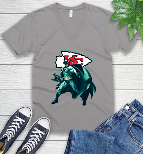 NFL Batman Football Sports Kansas City Chiefs V-Neck T-Shirt 4