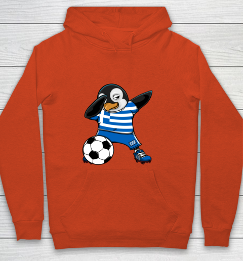 Dabbing Penguin Greece Soccer Fans Jersey Football Lovers Youth Hoodie 3