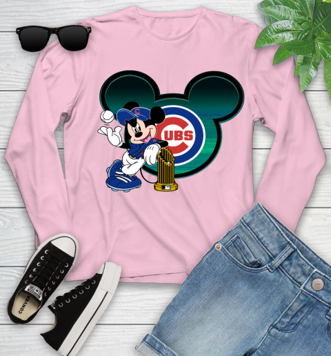 MLB Chicago Cubs The Commissioner's Trophy Mickey Mouse Disney Youth Long Sleeve 10