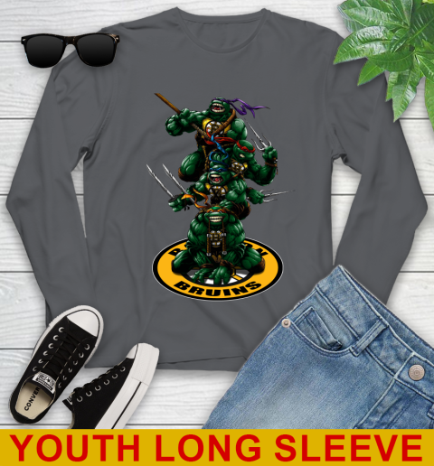 NHL Hockey Boston Bruins Teenage Mutant Ninja Turtles Shirt Youth Long Sleeve 9