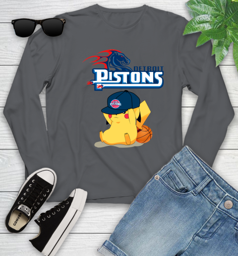 NBA Pikachu Basketball Sports Detroit Pistons Youth Long Sleeve 8
