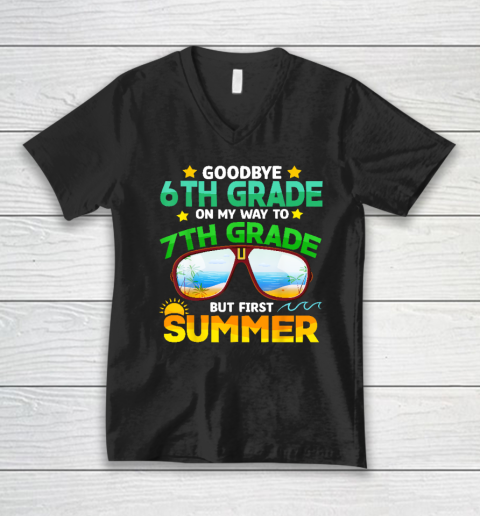 Goodbye 6th Grade Graduation To 7th Grade Hello Summer V-Neck T-Shirt