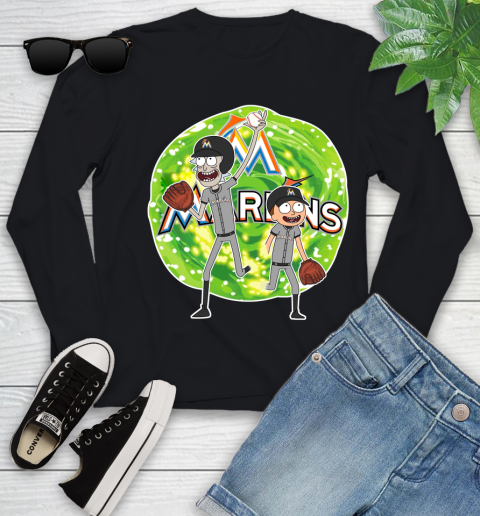 MLB Miami Marlins Rick And Morty Baseball Sports Youth Long Sleeve 2
