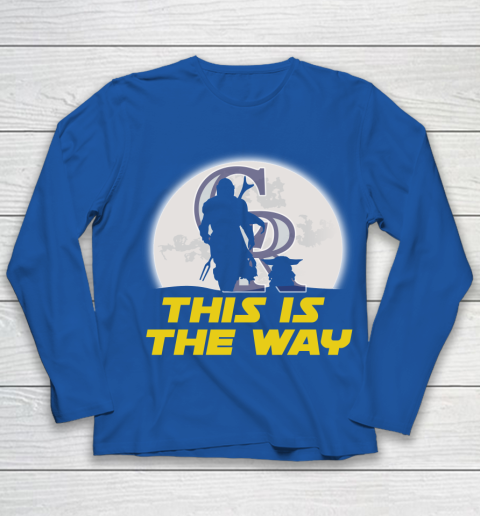 Colorado Rockies MLB Baseball Star Wars Yoda And Mandalorian This Is The Way Youth Long Sleeve 7