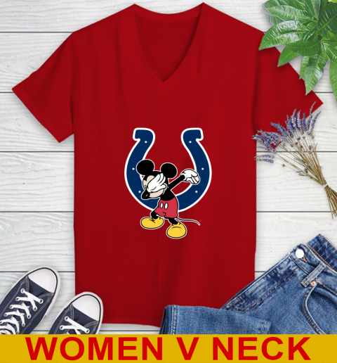 Indianapolis Colts NFL Football Dabbing Mickey Disney Sports Women's V-Neck T-Shirt 12