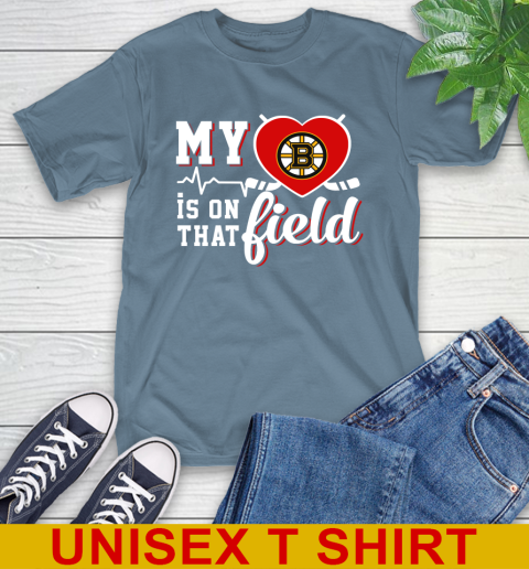 NHL My Heart Is On That Field Hockey Sports Boston Bruins T-Shirt 8