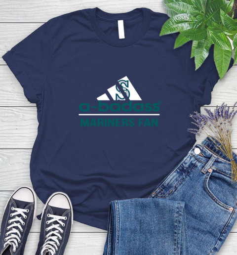 MLB A Badass Seattle Mariners Fan Adidas Baseball Sports Women's T-Shirt 14