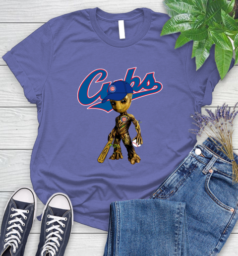MLB Chicago Cubs Groot Guardians Of The Galaxy Baseball Women's T-Shirt 11