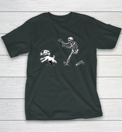 Halloween Dog, Funny Skeleton, Skeleton Chasing Dog Youth T-Shirt 3