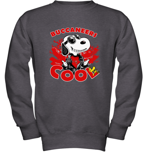 nlj0 tampa bay buccaneers snoopy joe cool were awesome shirt youth sweatshirt 47 front dark heather
