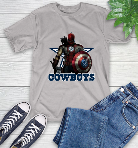 NFL Captain America Thor Spider Man Hawkeye Avengers Endgame Football Dallas Cowboys T-Shirt 12