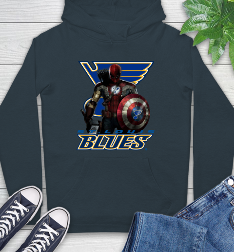 NHL Captain America Thor Spider Man Hawkeye Avengers Endgame Hockey St.Louis Blues Hoodie 7