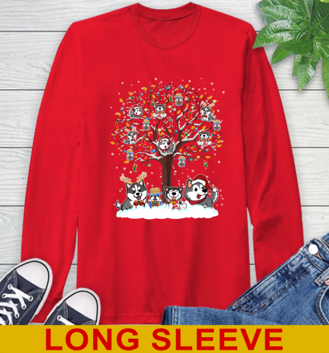 Husky dog pet lover light christmas tree shirt 207