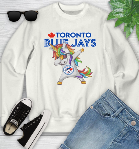 Toronto Blue Jays MLB Baseball Funny Unicorn Dabbing Sports Youth Sweatshirt