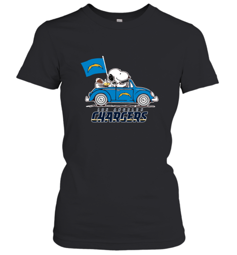 Snoopy And Woodstock Ride The Los Angeles Chargers Car NFL Women's T-Shirt