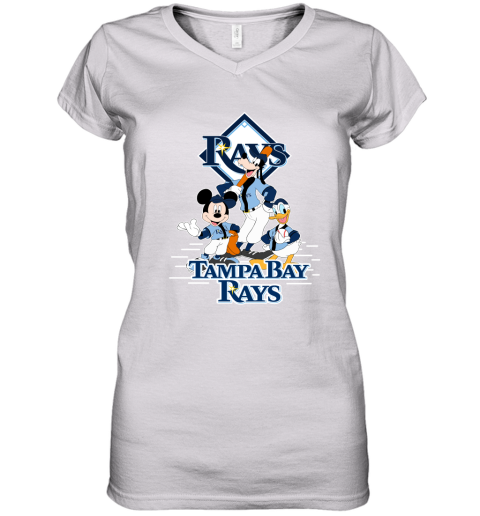 Tampa Bay Rays Mickey Donald And Goofy Baseball Women's V-Neck T-Shirt