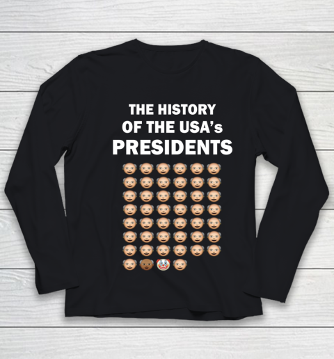 The History of The USA Presidents Emoji Style Anti Trump Updated with Biden Youth Long Sleeve