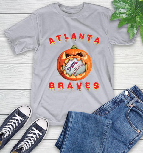 MLB Atlanta Braves Halloween Pumpkin Baseball Sports T-Shirt 6