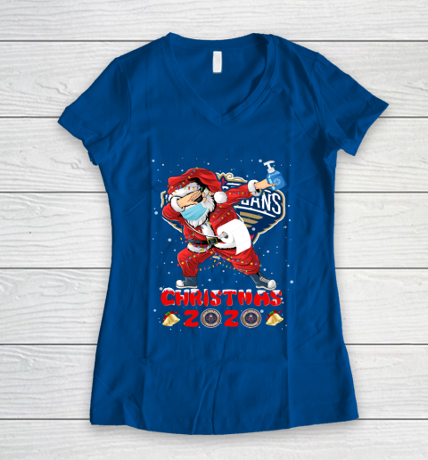 New Orleans Pelicans Funny Santa Claus Dabbing Christmas 2020 NBA Women's V-Neck T-Shirt 7