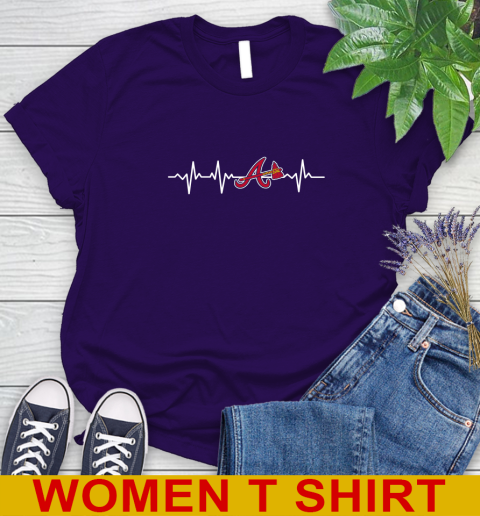 Atlanta Braves MLB Baseball Heart Beat Shirt Women's T-Shirt 4