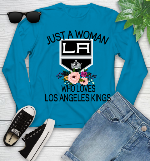 NHL Just A Woman Who Loves Los Angeles Kings Hockey Sports Youth Long Sleeve 5