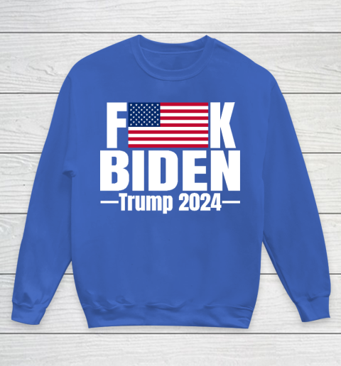 Fuck Biden American Flag Trump 2024 Youth Sweatshirt 6