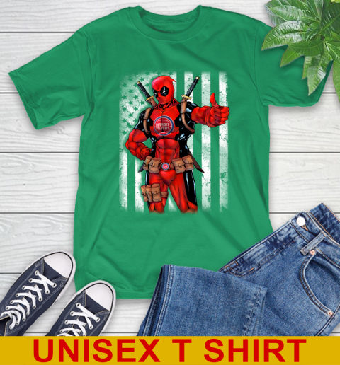 NBA Basketball Detroit Pistons Deadpool American Flag Shirt T-Shirt 7