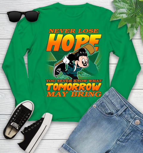 San Jose Sharks NHL Hockey ootball Mickey Disney Never Lose Hope Youth Long Sleeve 7