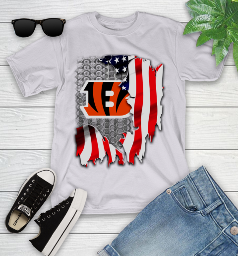 Cincinnati Bengals NFL Football American Flag Youth T-Shirt 4