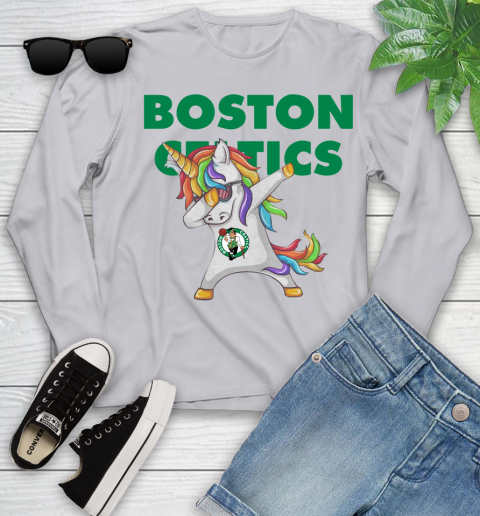Boston Celtics NBA Basketball Funny Unicorn Dabbing Sports Youth Long Sleeve 5