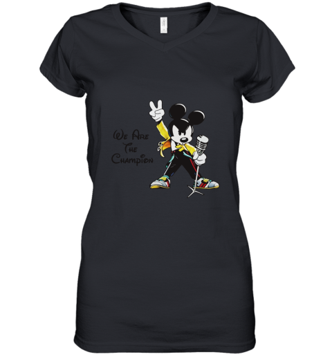 We Are The Champions Queen Mickey Freddie Mercury Women's V-Neck T-Shirt