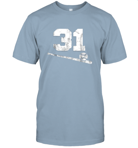 oo8r vintage baseball jersey number 31 shirt player number jersey t shirt 60 front light blue