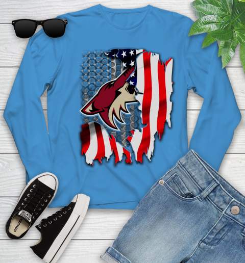 Arizona Coyotes NHL Hockey American Flag Youth Long Sleeve 8