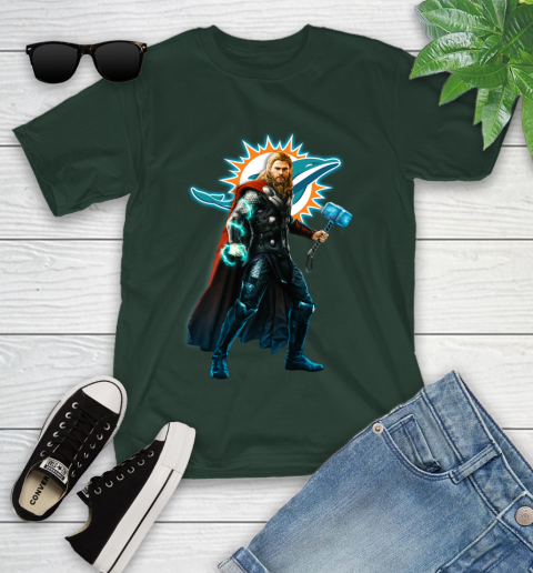 NFL Thor Avengers Endgame Football Miami Dolphins Youth T-Shirt 5